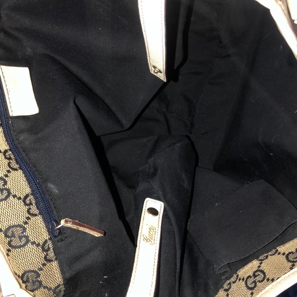 GUCCI Abbey D Ring White Leather Shoulder Bag Tote Vintage Authentic Dust Bag - Picture 16 of 17